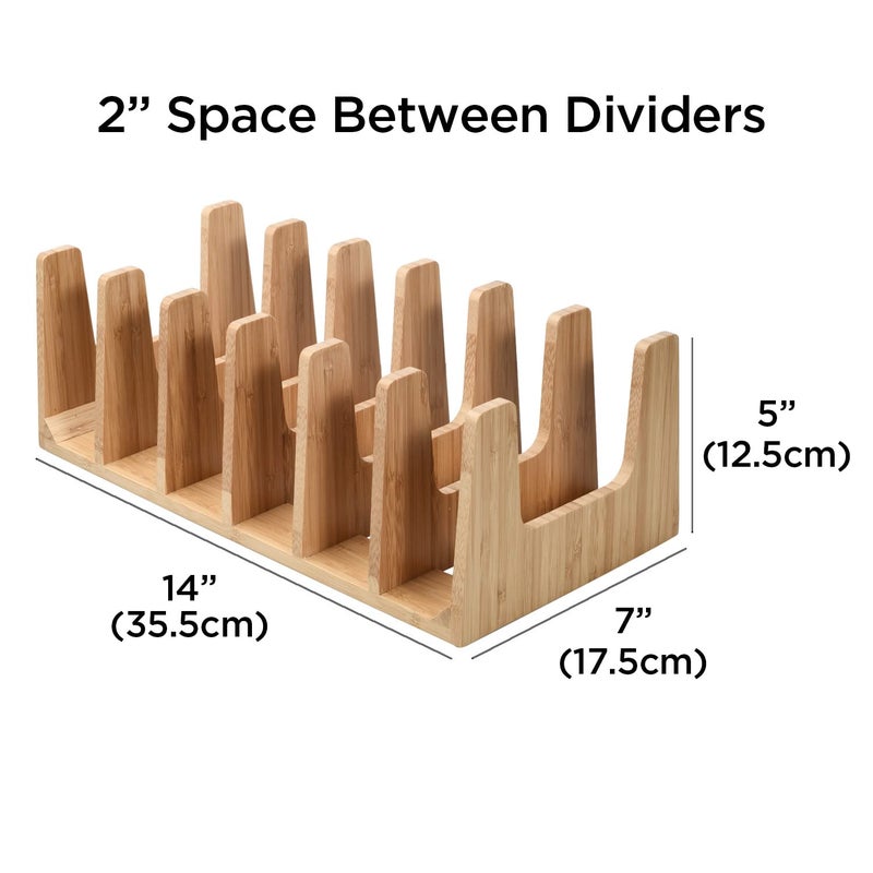 MobileVision Bamboo Pot Lid Holder Organizer for Storage in Cabinets or Kitchen Countertops and Cupboards - Image 2